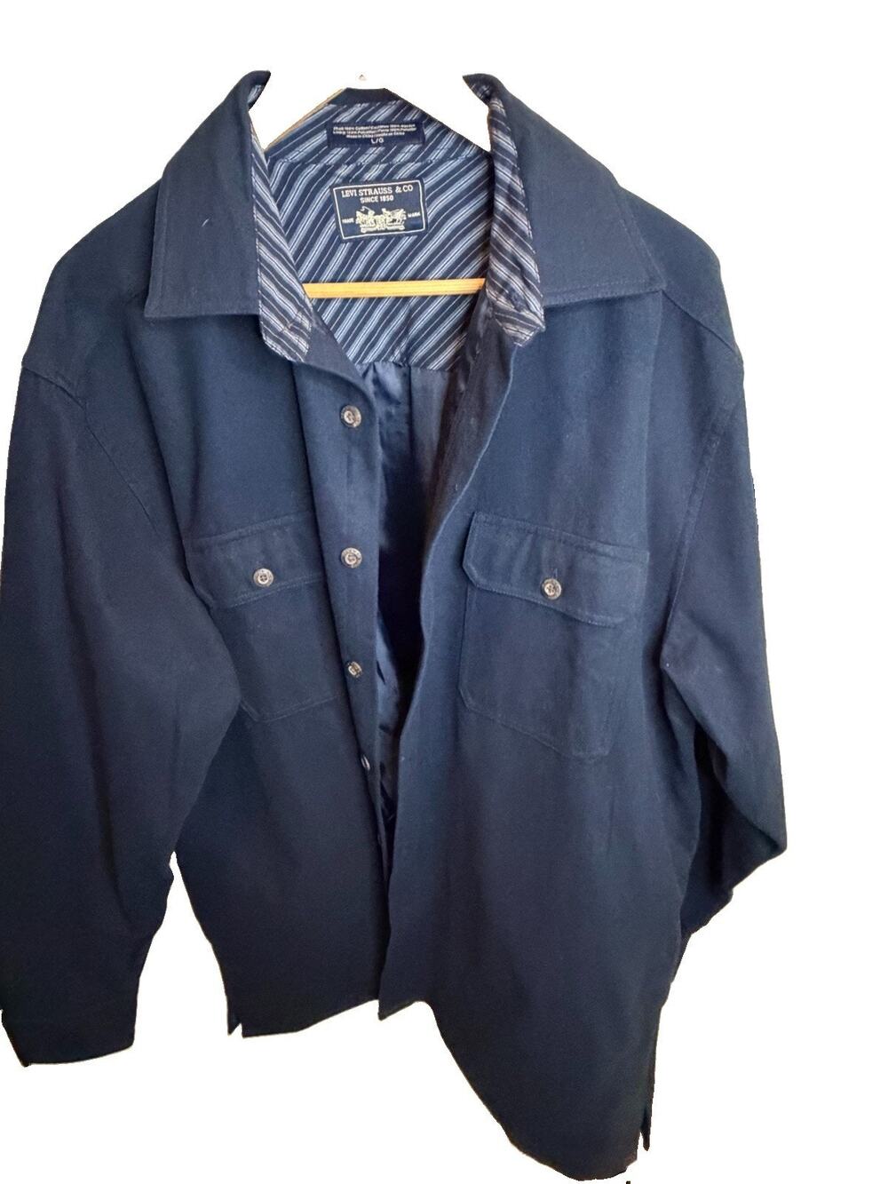 Levi Strauss & Co Men’s L Navy Blue Lined Shirt Jacket Overshirt Cotton Workwear